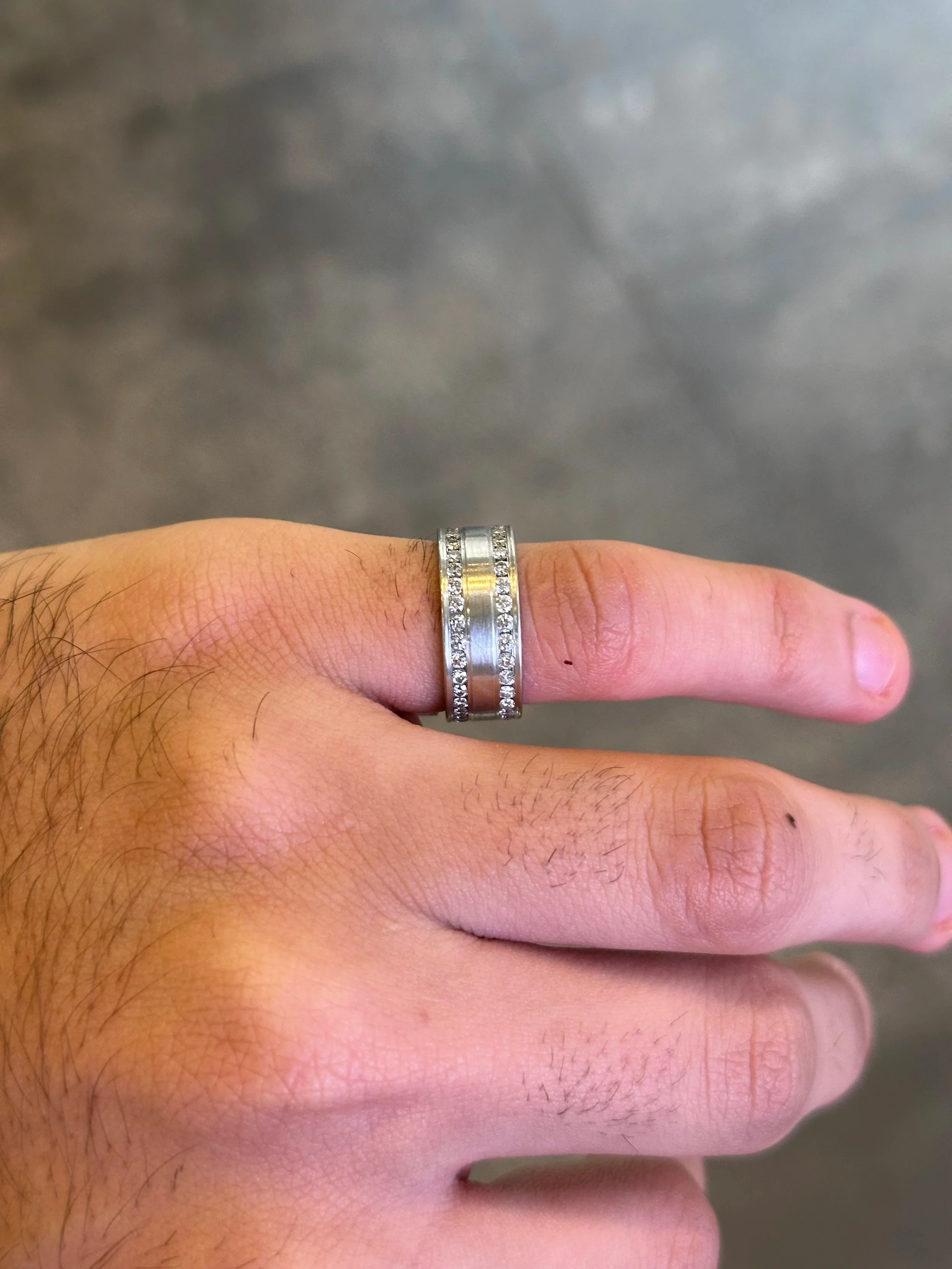 Men’s Two Row Channel Set Wedding Band - Image 2