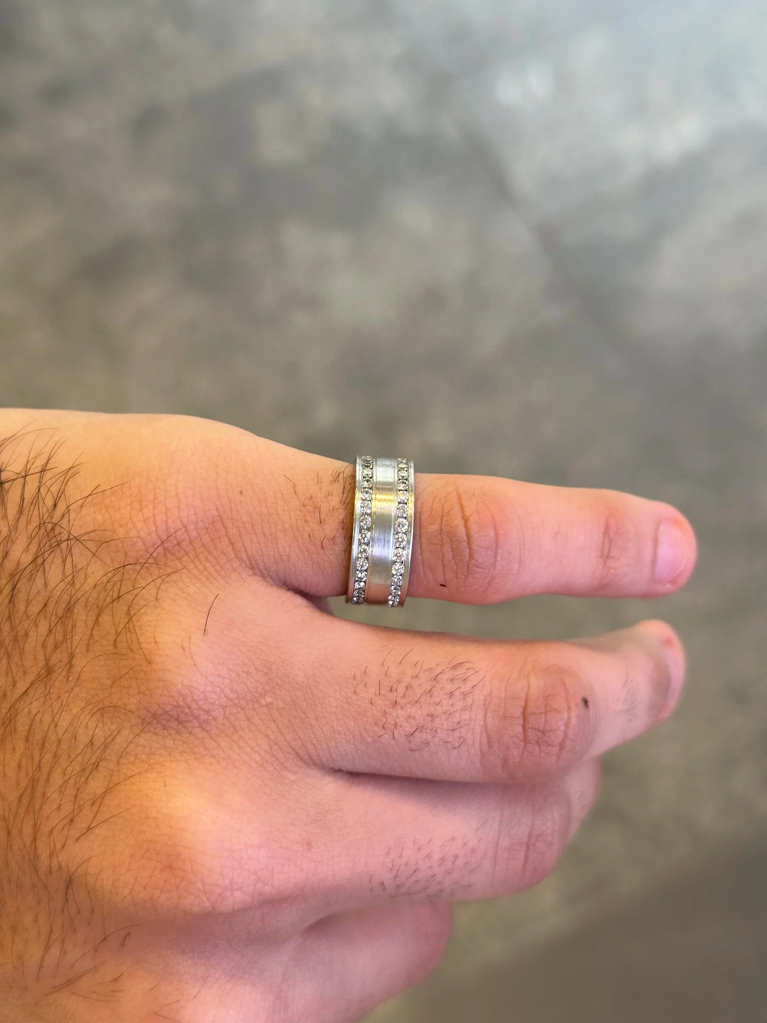 Men’s Two Row Channel Set Wedding Band - Image 4