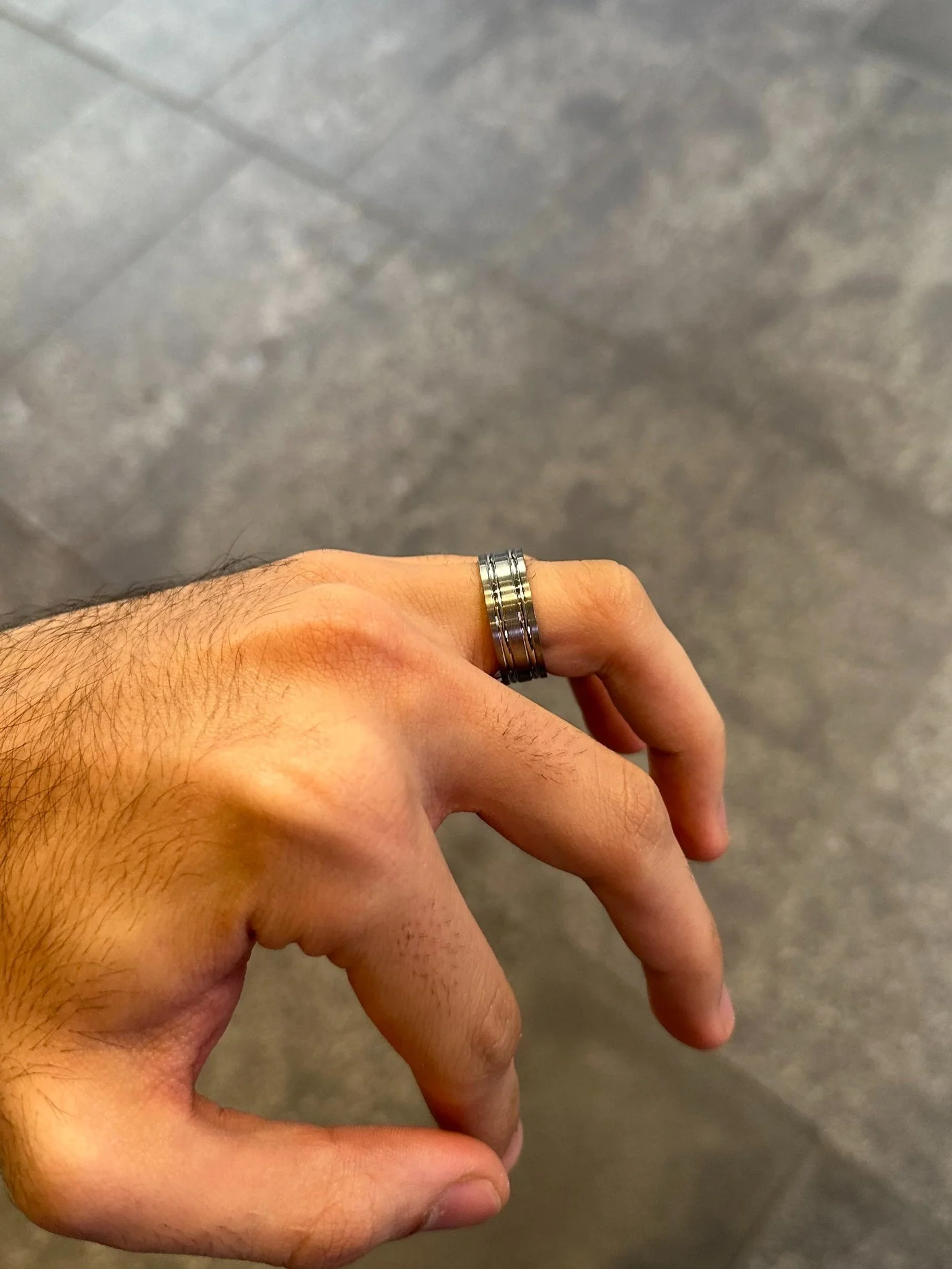 Men’s Two Row Titanium Polished Wedding Band - Image 3