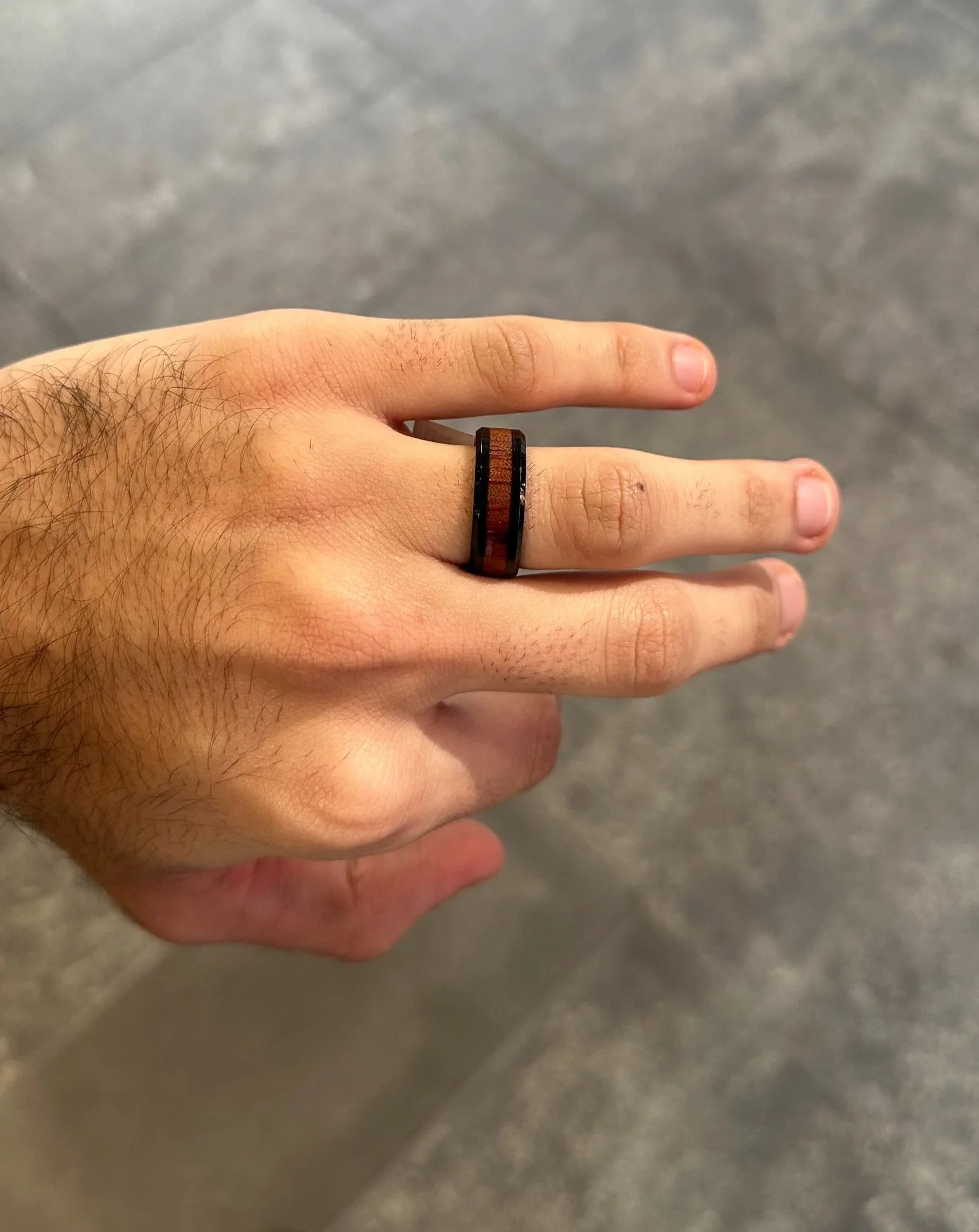 Men’s Wood with Black Cobalt Wedding Band - Image 2