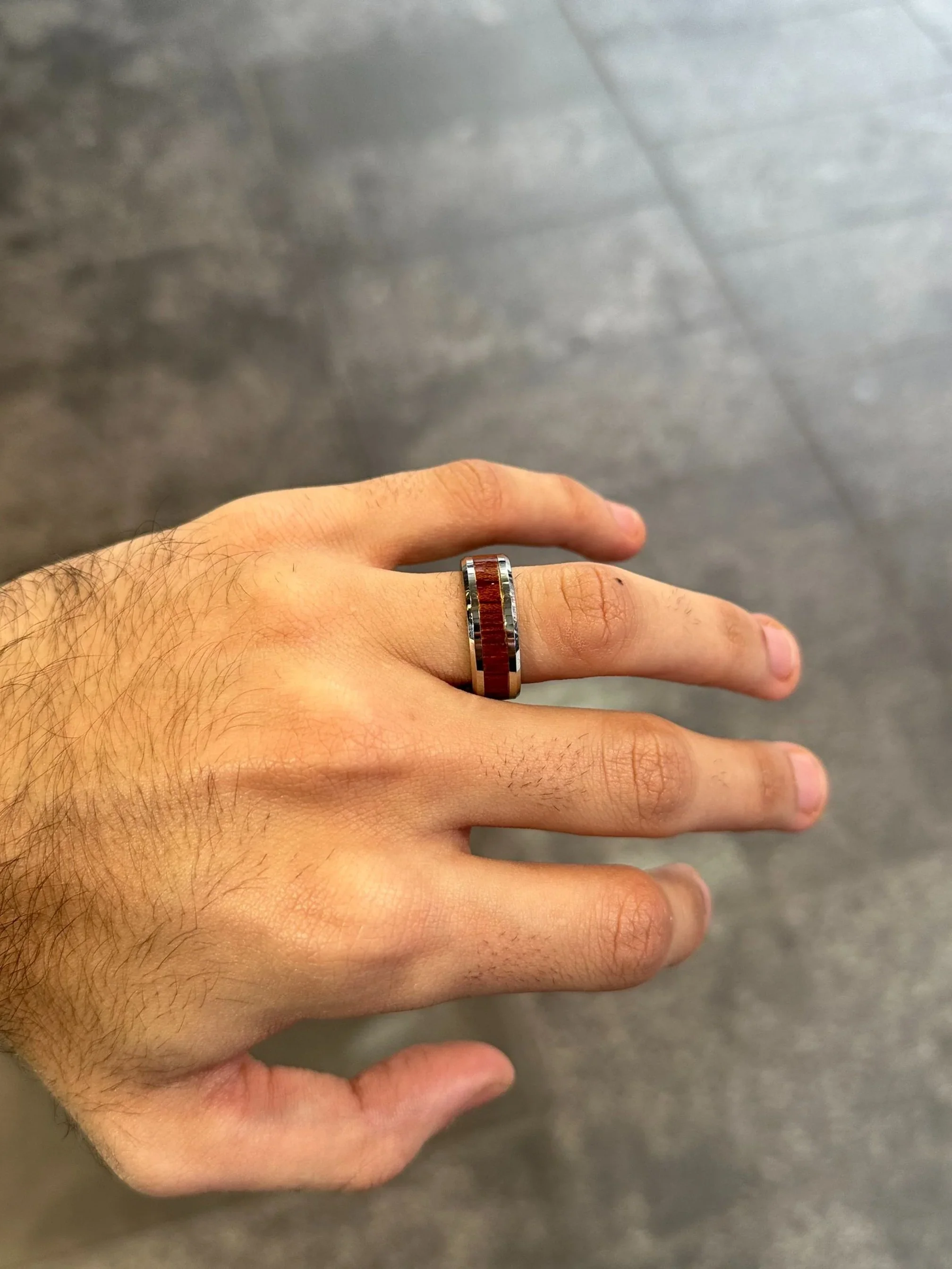 Men’s Wood with Cobalt Wedding Band - Image 2