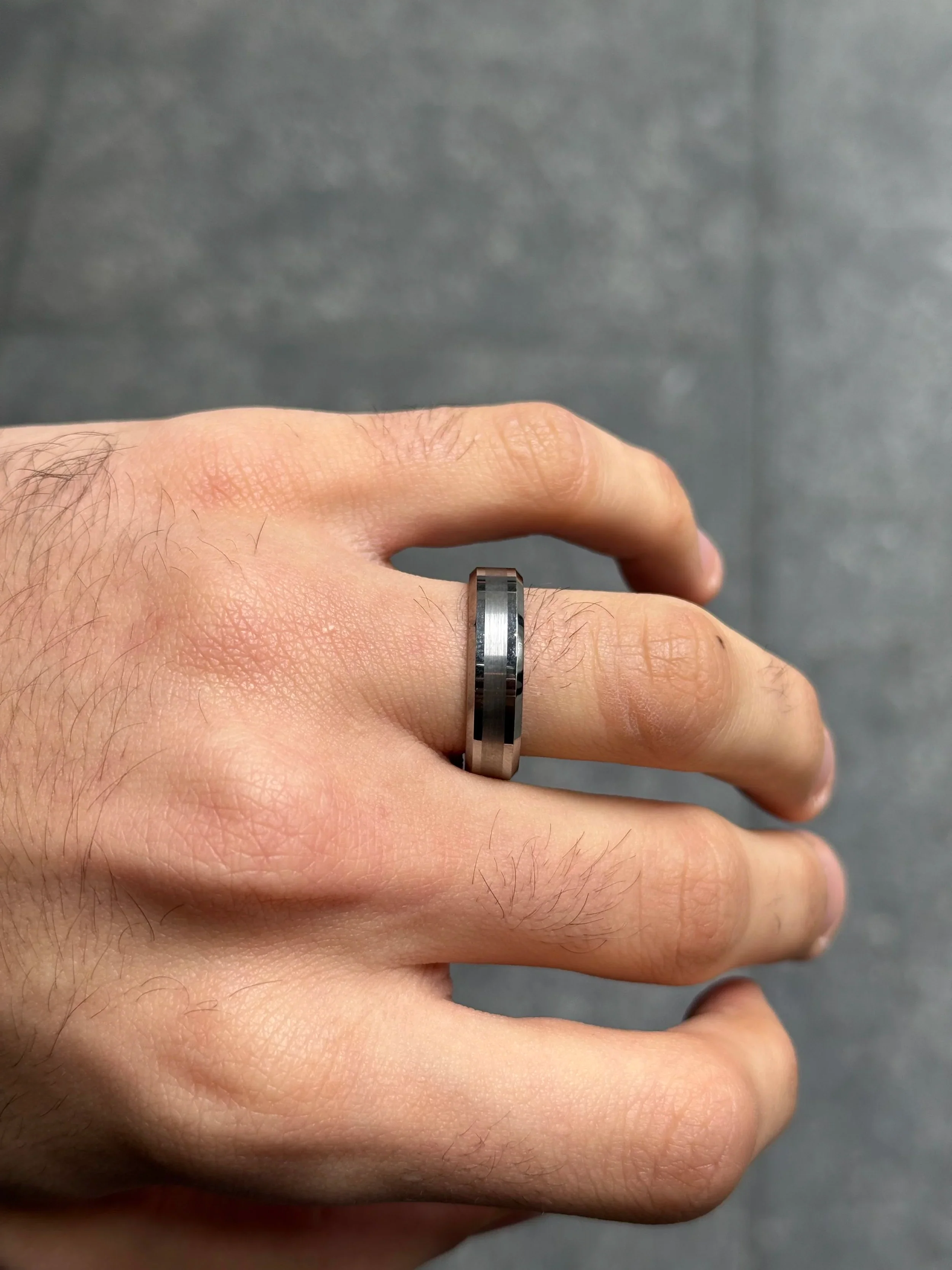 Men's Beveled Edge Wedding Band - Image 2