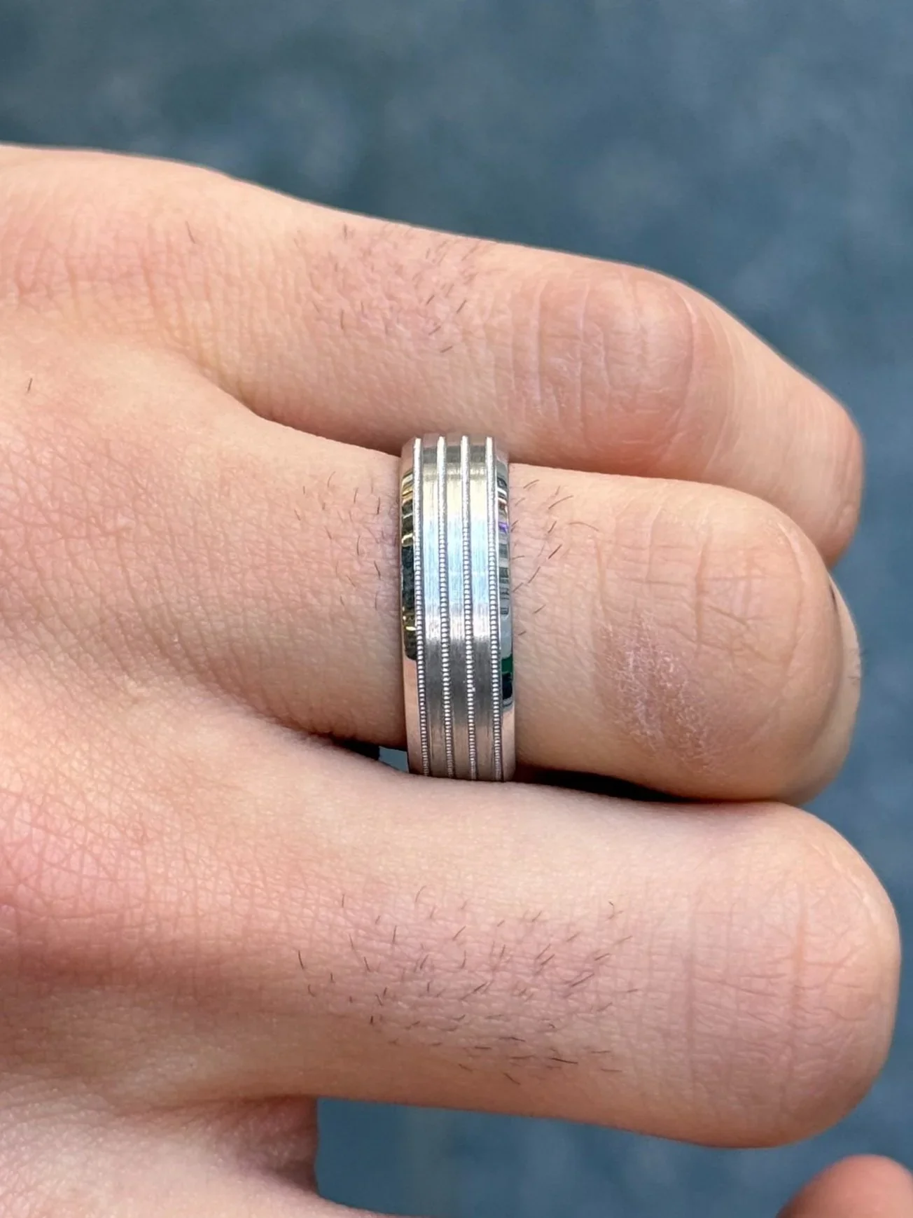 Men's Beveled Matte and Polish Finish Wedding Band