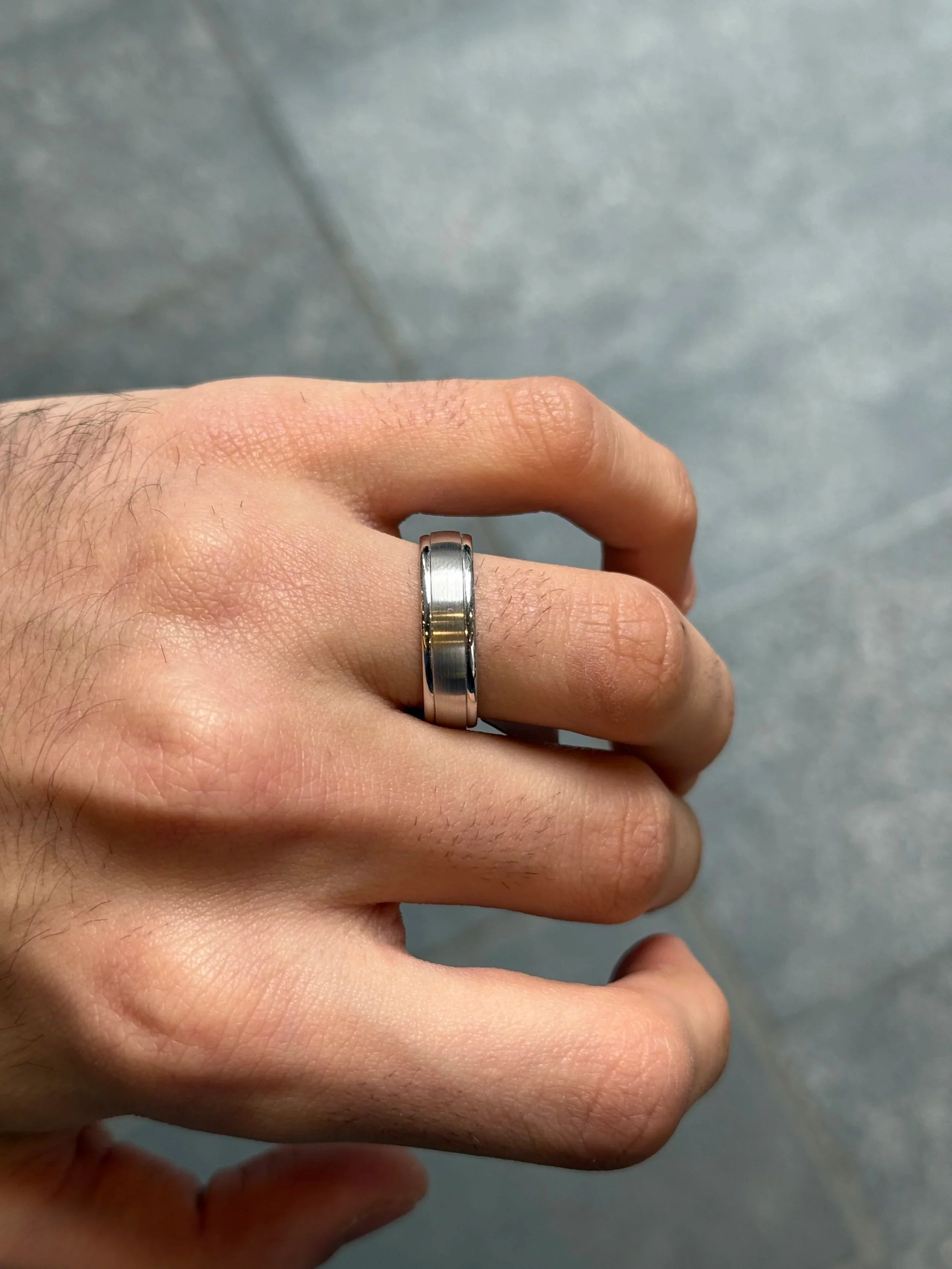 Men's Dome Matte and Polish Finish Wedding Band - Image 2