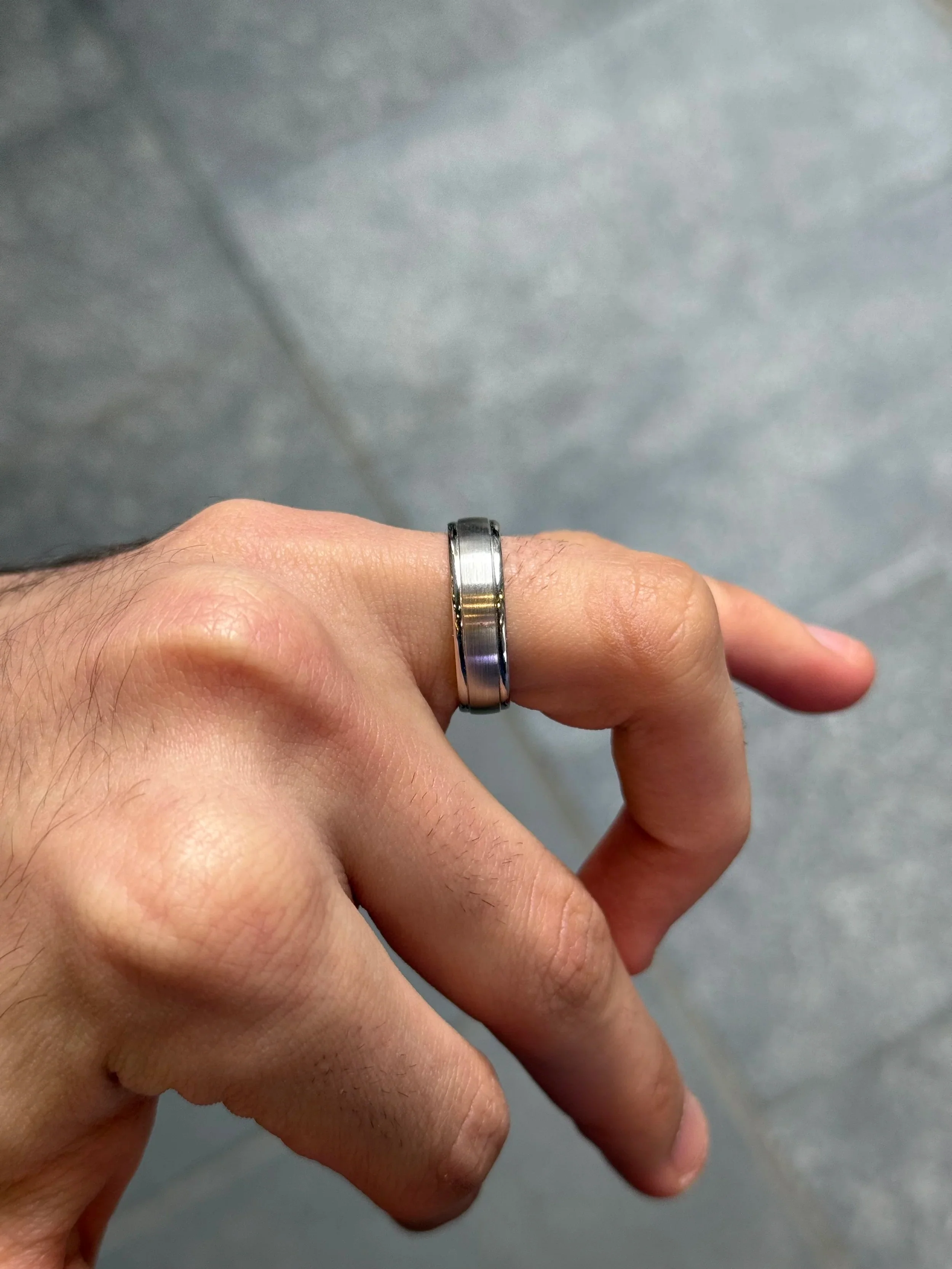 Men's Dome Matte and Polish Finish Wedding Band - Image 3