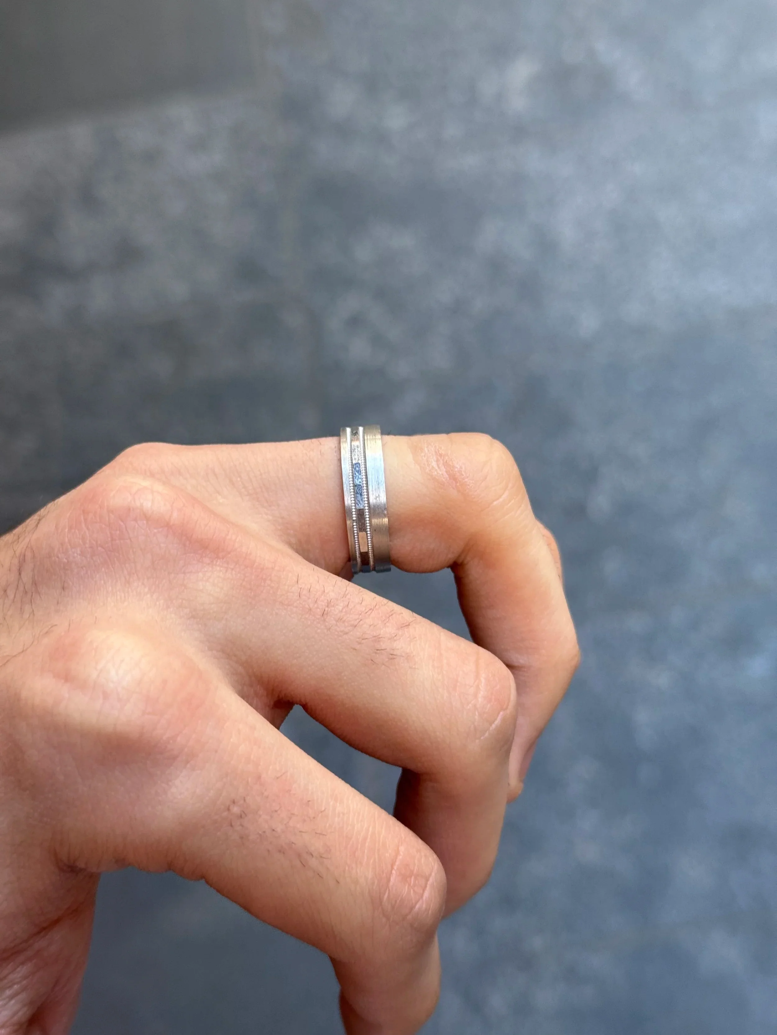 Men's Flat Beveled Matte Finish Wedding Band - Image 3