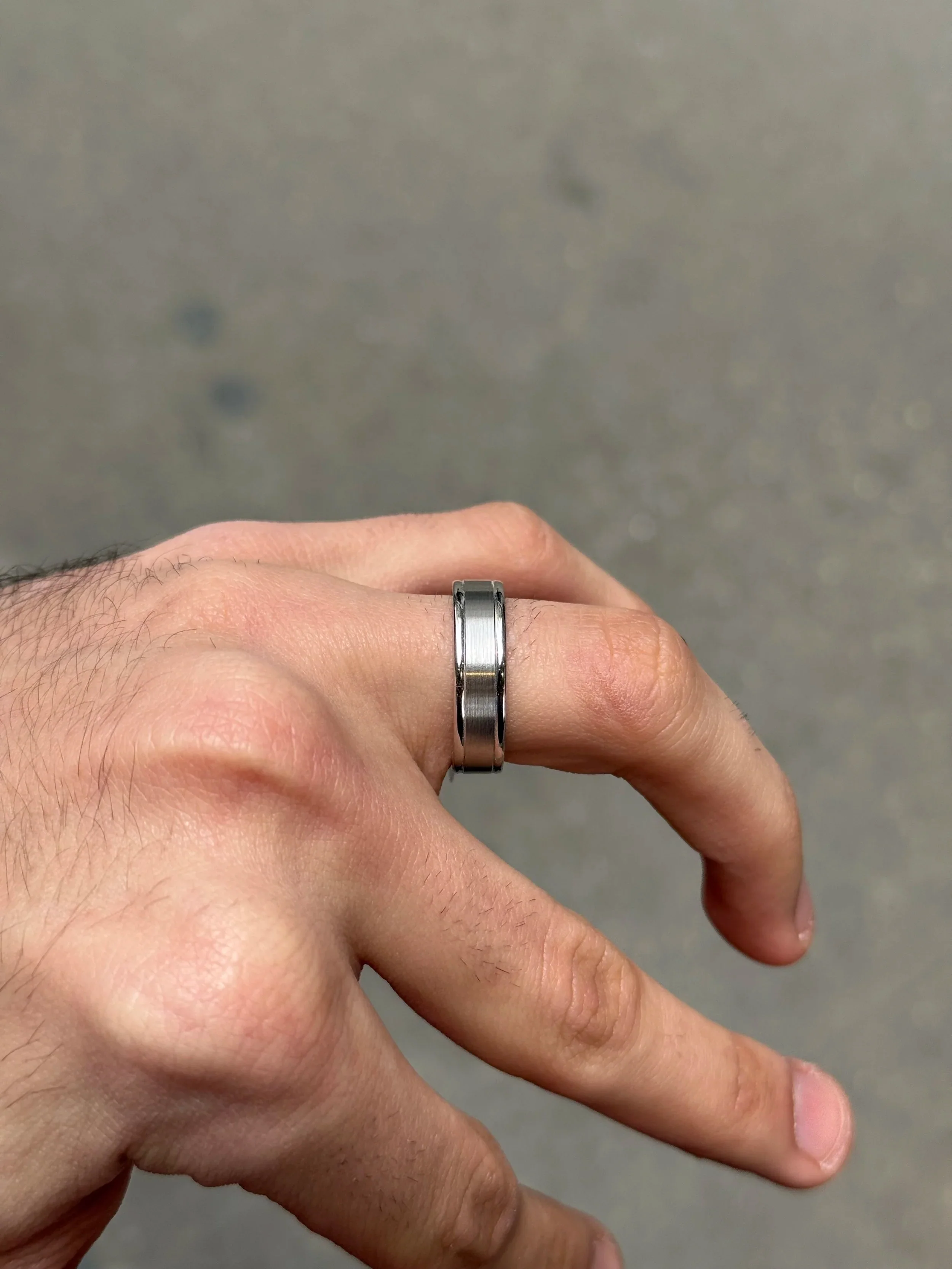 Men's Flat Matte and Polish Finish Wedding Band - Image 3