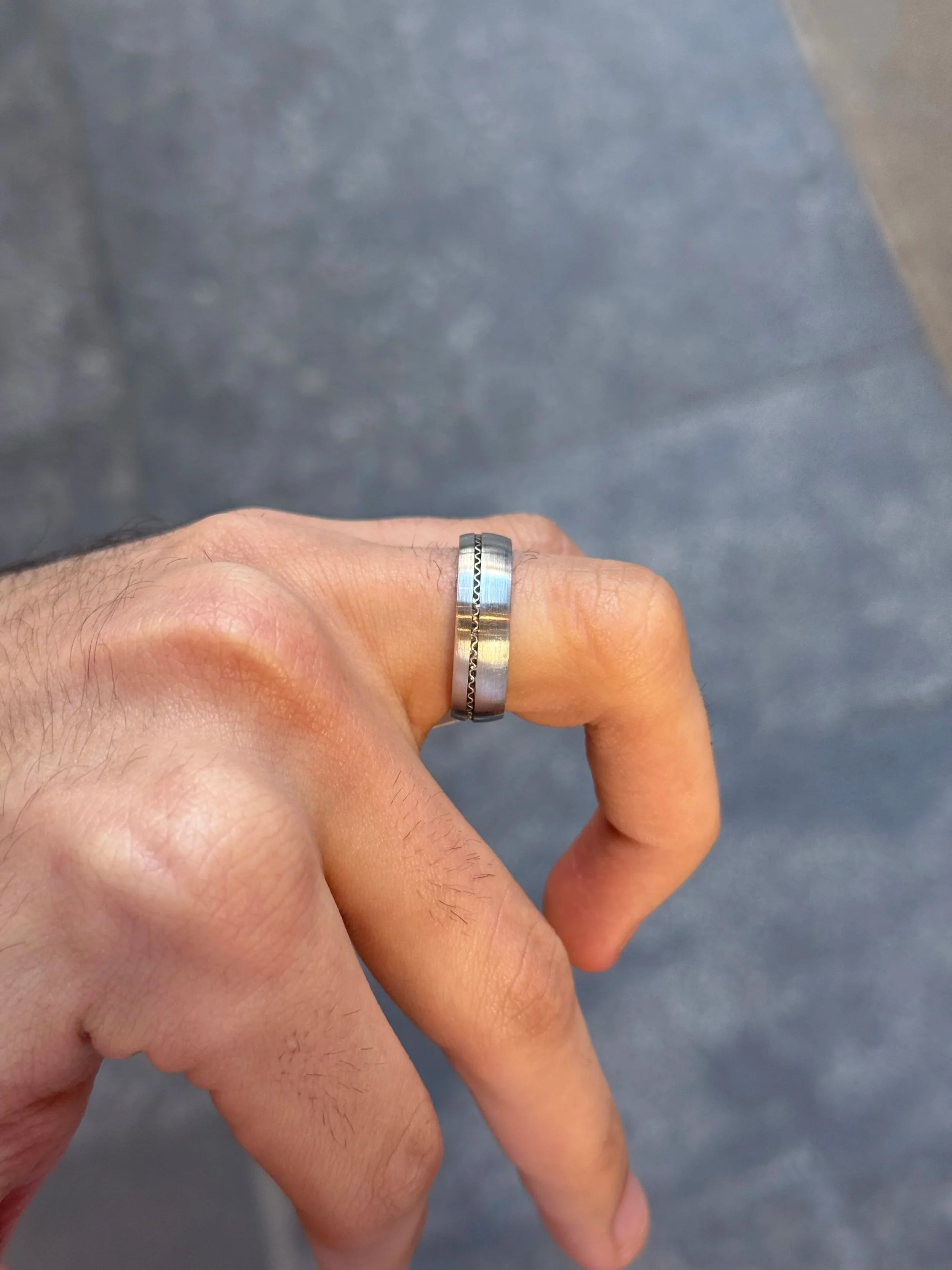 Men's Matte Finish Cable Design Wedding Band - Image 3