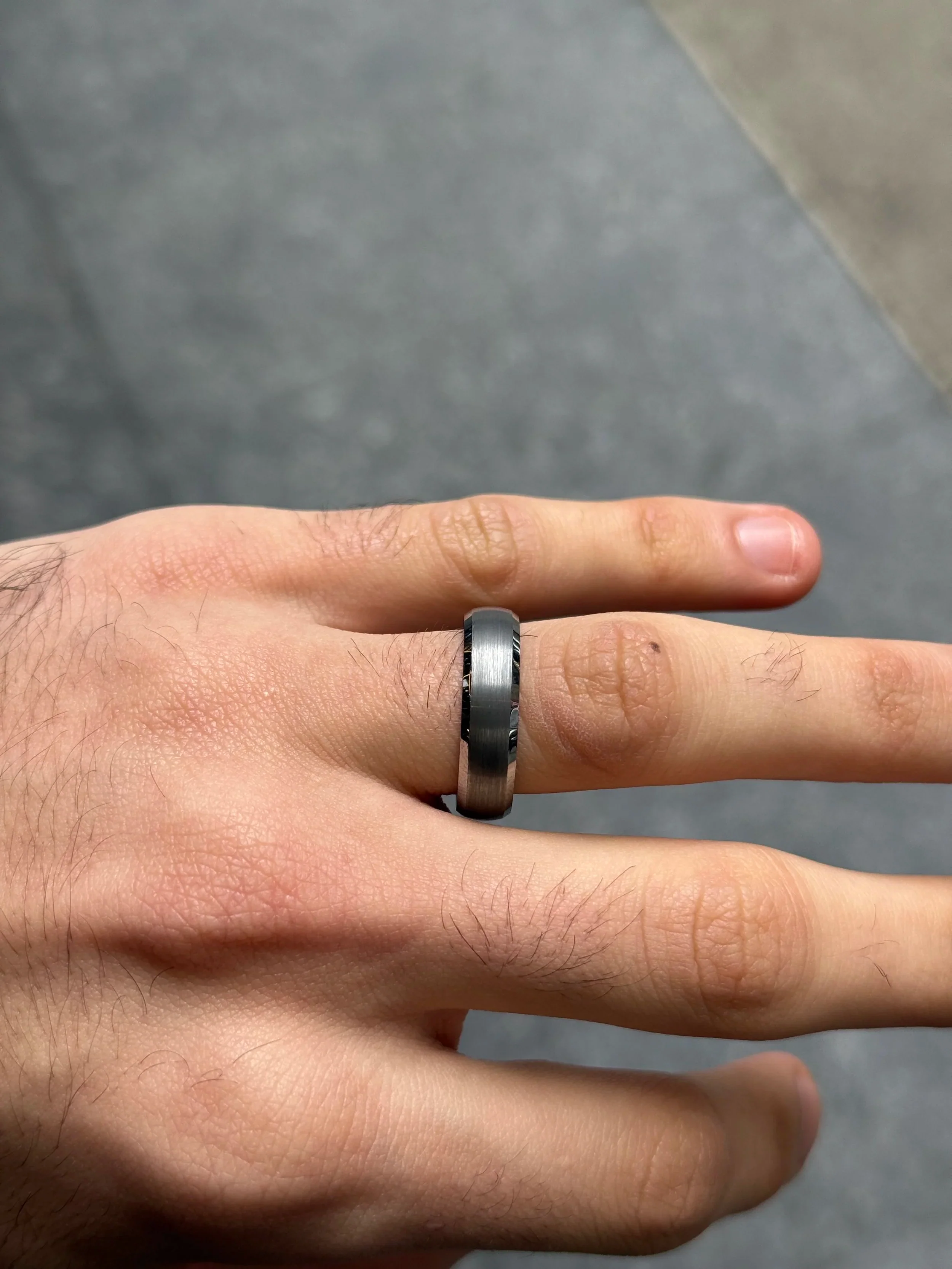 Men's Matte Finish Center and Polish Outside Wedding Band - Image 2