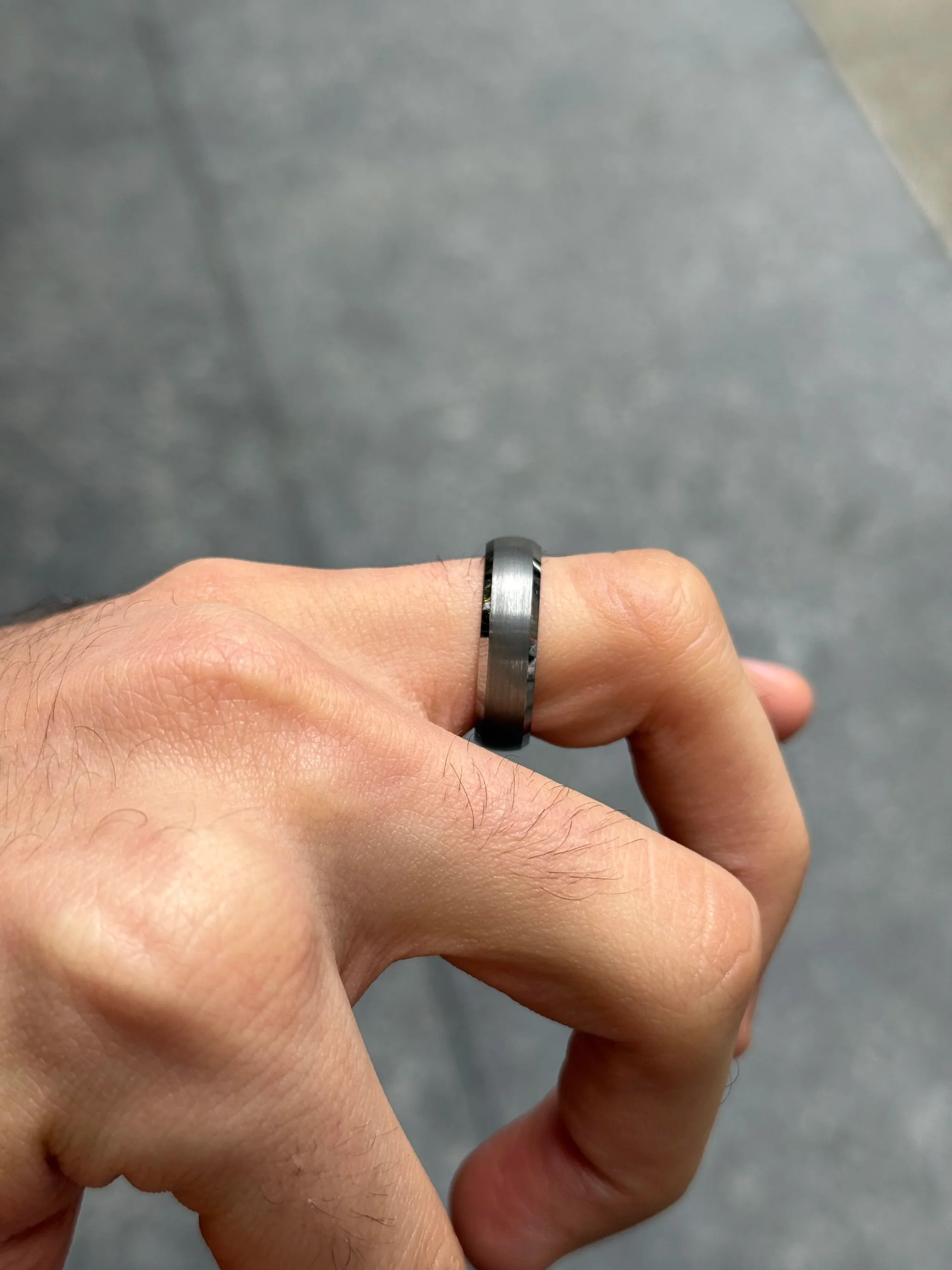 Men's Matte Finish Center and Polish Outside Wedding Band - Image 3