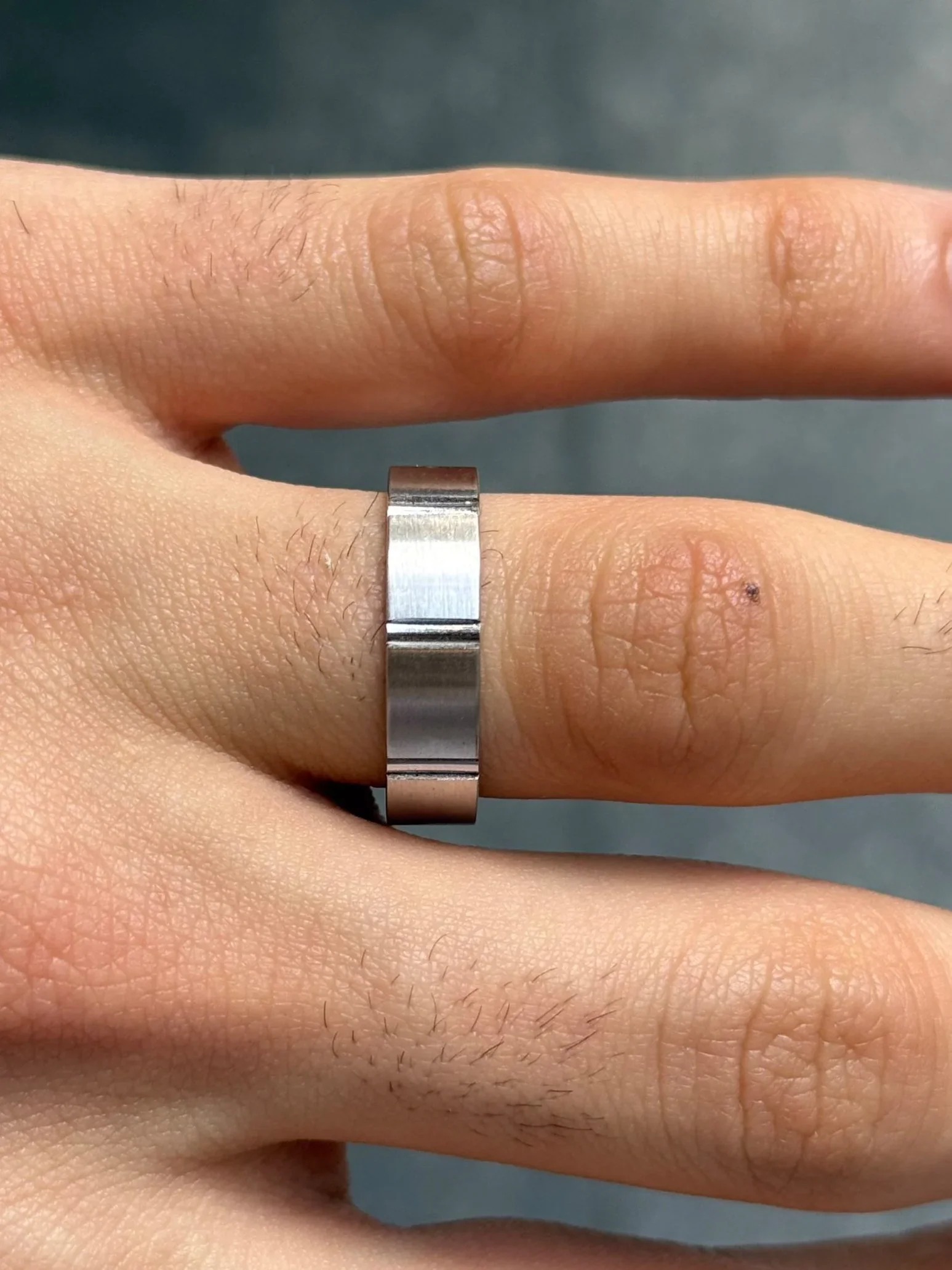 Men's Spaced out Beveled Matte Finish Wedding Band