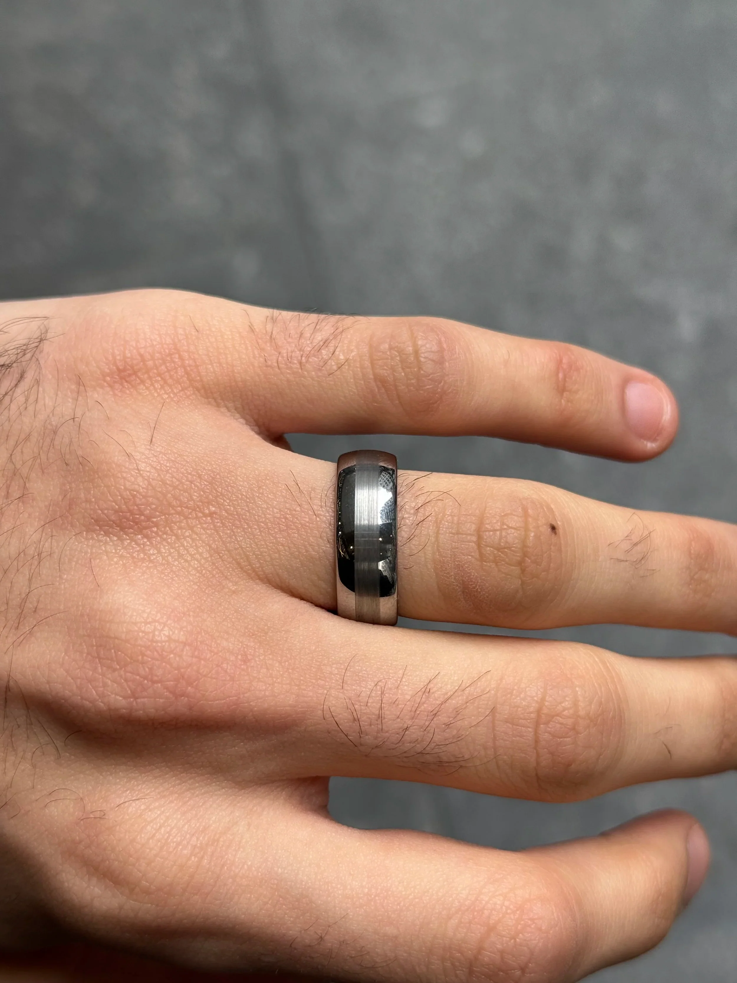 Men's Wide Matte and Polish Finish Wedding Band - Image 2