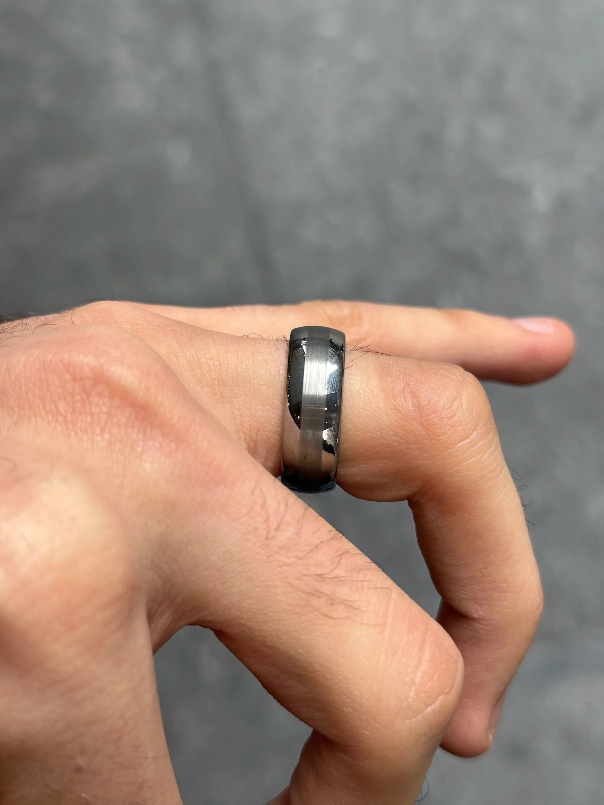 Men's Wide Matte and Polish Finish Wedding Band - Image 3