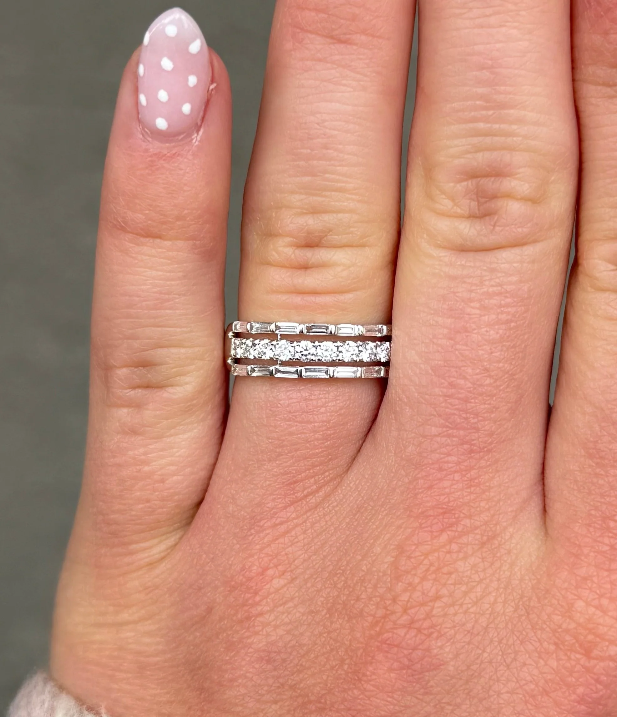 Ladies Multi-Row Baguette and Round Diamond Band
